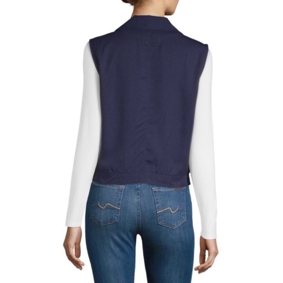 Sanctuary Moto Tencel Vest Navy Blue Medium - Picture 2 of 7